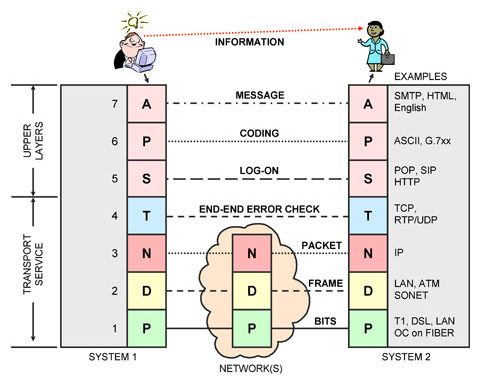 OSI 7-Layer Reference Model and Protcol Stack Examples
