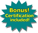 free bonuses: certification and online courses with instructor-led course seminars and DVD-video course package V530